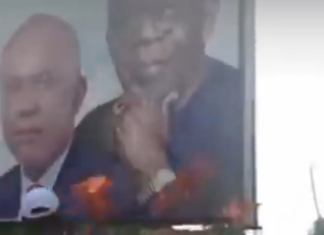 Man Pulls Down Tinubu Billboard as Public Frustration Over Hardship Deepens